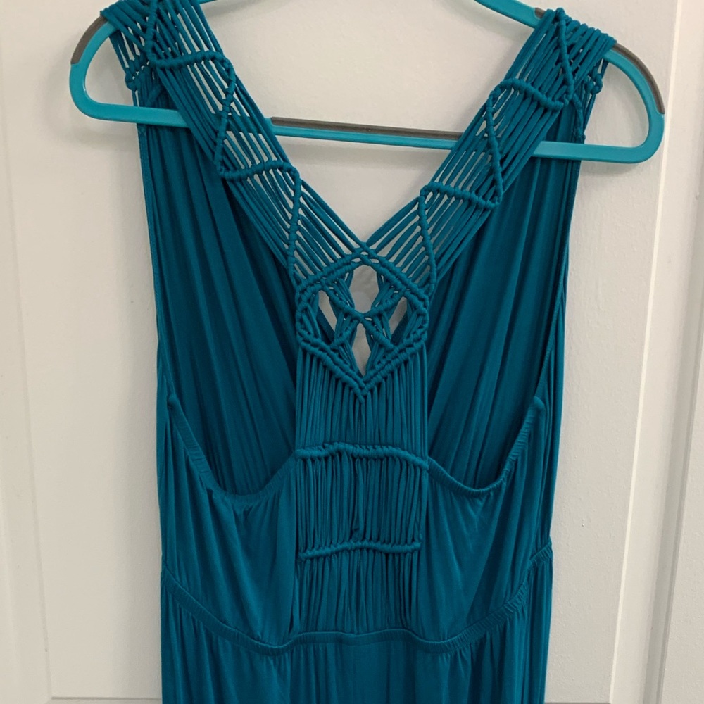 Macrame Back Teal Maxi